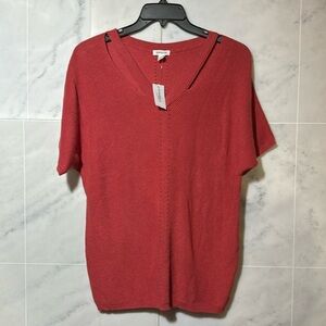 NWT Dress barn Sweater Women's  Pink Pullover Cotton Blend Artsy Cut Outs size M